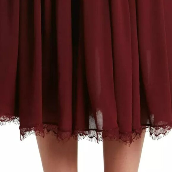 NWT Dress the Population Alicia Mixed Media Midi Dress in Burgundy. SZ XS - Picture 3 of 4